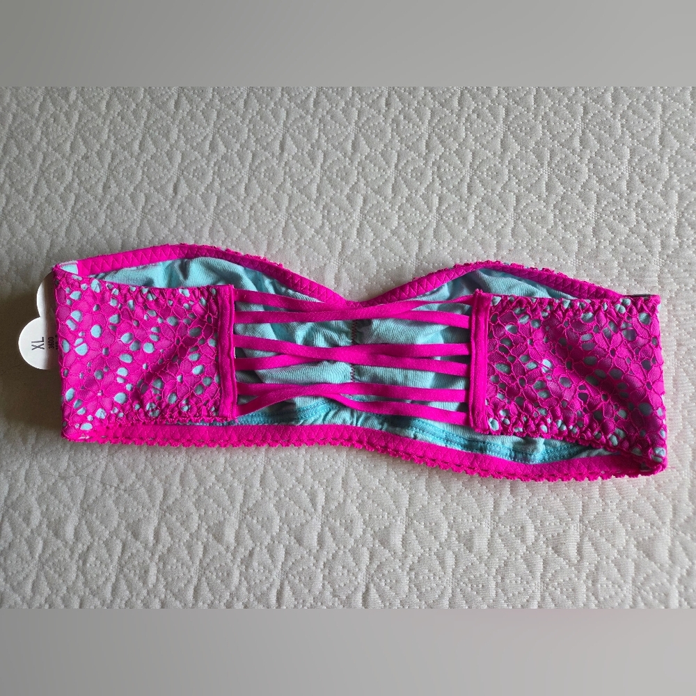 Flirtitude Festival Collection Pink and Blue Bandeau Bra